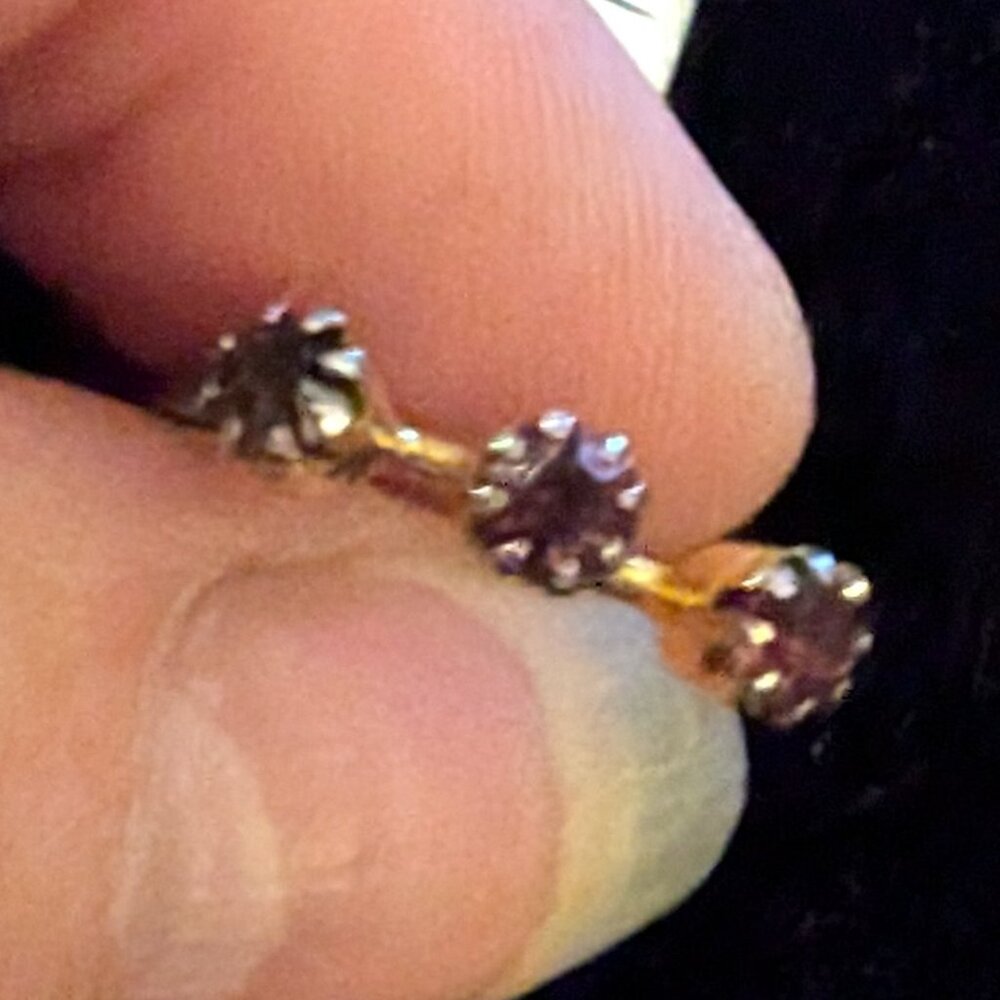 Vintage gold plate purple gem enhancer ring #37